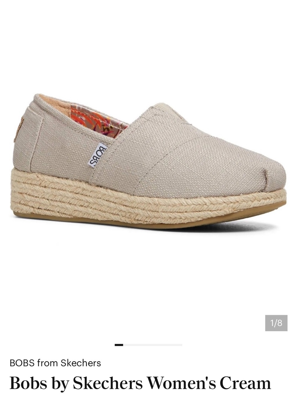 BOBS from Skechers Women's Cream Canvas Espadrille Wedge Slip-On